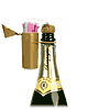 A mini re-useable parachute for flying champagne corks - no more frantic ducking when the bubbly`s