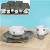 Charcoal Grey Squares Dinner Set