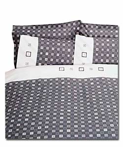 Charcoal Simply Squares King Size Duvet Cover Set