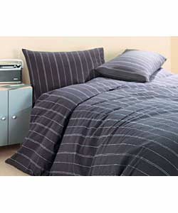 Charcoal Stripe Brushed Cotton Complete Double Bed Set