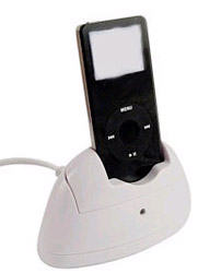 White charge Cradle for iPod mini/nano/video(30G/60G). A convenient cradle which is illuminated in