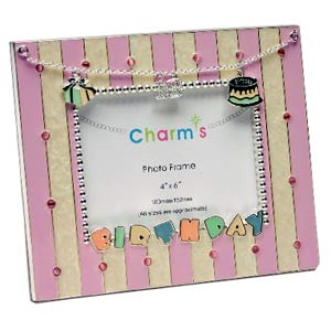 This Charm Style 18th Birthday Photo Frame includes a unique charm bracelet which hangs from each en