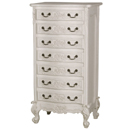 Chateau white painted 7 drawer tallboy furniture