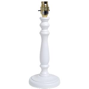 Cheadle Lamp Base White Small Table, White Wooden Candlestick Lamp Base