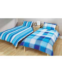 Unbranded Check Stripe Kingsize Duvet Set - Teal