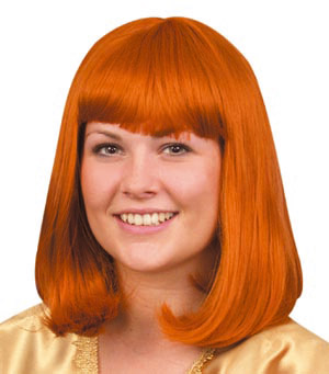 Great price, great colour!Long, straight fringed wig.
