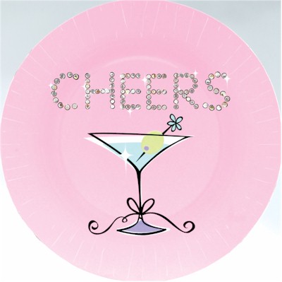 A party set for celebrations, with a martini glass and 