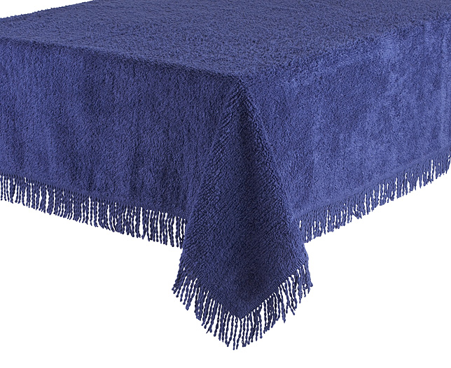 Unbranded Chenille Table Cover 52 inchx52 inch Navy