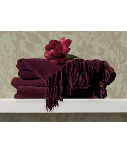 Unbranded Chenille Throw - Aubergine