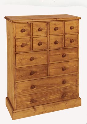 14 ASSORTED SIZED CHEST OF DRAWERS