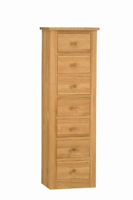 OAK 7 DRAWER TALL CHEST OF DRAWERS FROM THE CONNOISSEUR RANGE