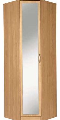 Unbranded Cheval 1 Door Mirrored Corner Wardrobe - Beech