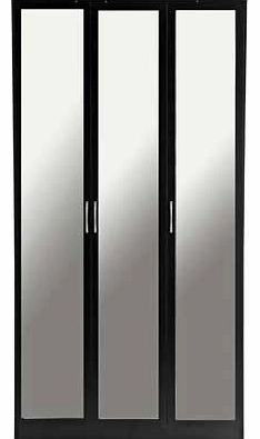 Part of the Cheval collection. this wardrobe is finished in a bold black with a handy full length mirror on each door. Inside there is two fixed shelves and three hanging rails. providing you with extra storage space. Part of the Cheval collection Si