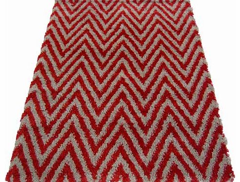 Unbranded Chevron Shaggy Red Rug - 120 x 170cm