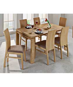 Chevron Veneer Dining Table and 6 Chevron High Back Chairs