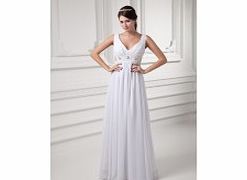 Unbranded Chiffon Fashionable V-neck Beading Pleat Sheath