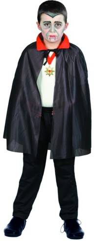 Unbranded Child Halloween Cape Black with Red Collar
