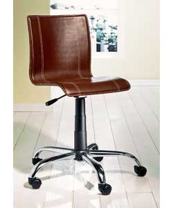 Chocolate Brown Leather Clad Gas Swivel Chair