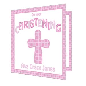 Unbranded Christening Cross Card-Pink