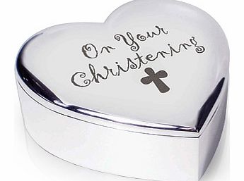 Unbranded Christening Cross Heart Shaped Trinket Box