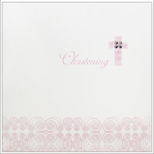 Unbranded Christening Cross Pink Card