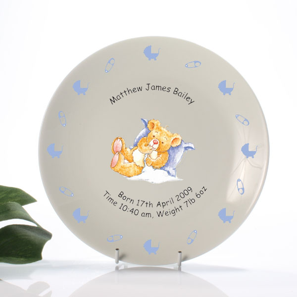 Christening Plate Blue