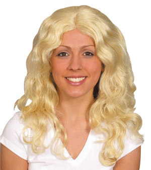 A great long blonde wig with curls at the ends. A great look for a pop star!