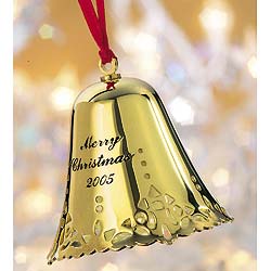 Mark the festive season with this collectable brass-plated bell engraved with greetings for