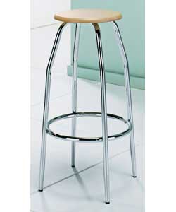 Unbranded Chrome and Beech Effect Bar Stool
