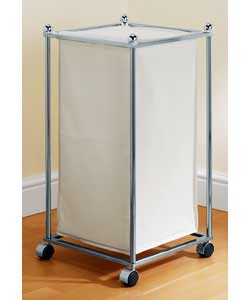 Unbranded Chrome and Canvas Square Laundry Basket