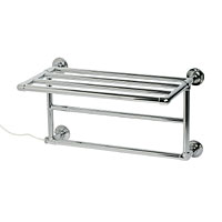 Versatile Chrome Plated Brass towel rail and shelf combination with exceptional surface finish