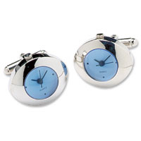 chrome oval domed clock cufflinks