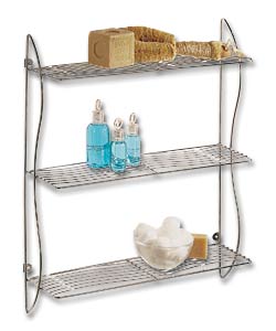 Chrome Plated Wave 3 Tier Wall Shelf