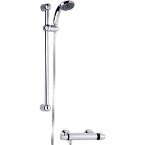 Chrome Thermostatic Exposed Shower Valve Complete With Slide Rail Shower Kit and Handset (suitable f
