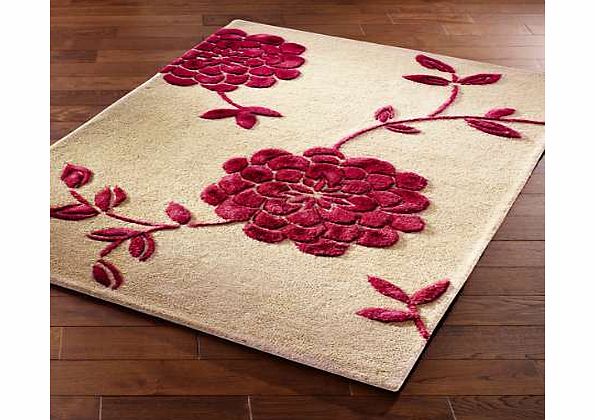 Handmade rug with a striking design, in a silky touch feel. 65% Wool, 35% Viscose 60 x 120 cm (24 x 47 ins) 90 x 150 cm (35 x 59 ins) 120 x 180 cm (47 x 71 ins) 150 x 240 cm (59 x 95 ins) Use masking tape to outline the size of the rug in your chosen
