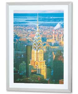 Colour print of the Chrysler building. Set in silv