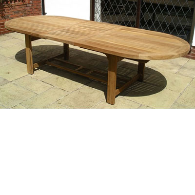 Chunky extending teak table rectangular 1.8m to 2.4m