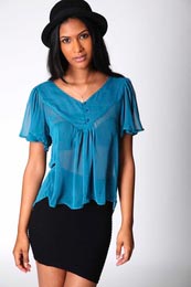 Unbranded Ciara georgette button yoke angel sleeve blouse