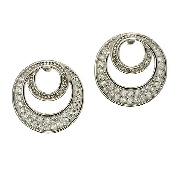 Unbranded Circles Sterling Silver Earrings with CZ Stones