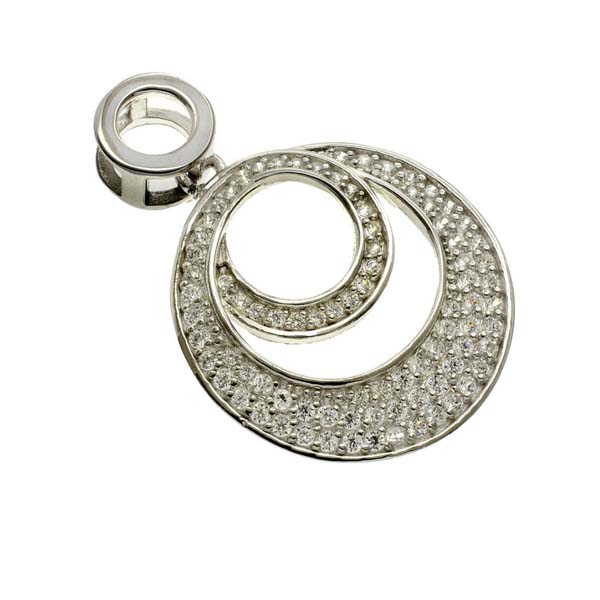 Unbranded Circles Sterling Silver Pendant with CZ Stones