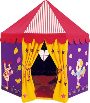 The Circus Big top play tent is made from 100% cotton and then appliqud and embroidered with
