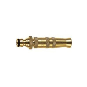This solid brass spray nozzle features a male end. The simple turn adjustment varies the flow from o