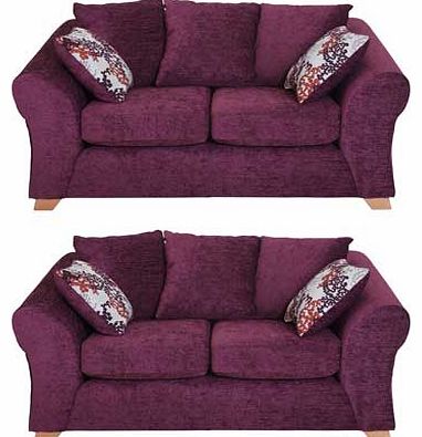 Unbranded Clara 2 Regular Sofas - Plum