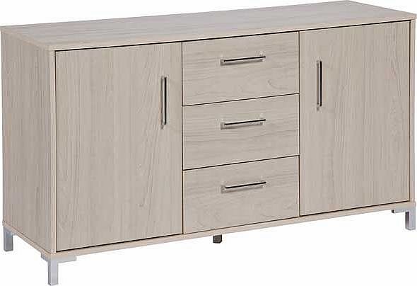 This attractive 2 door 3 drawer sideboard from the Clarice range is great for providing additional storage in a modern home. This sideboard has 3 drawers and a shelf in both cupboards (Barcode EAN=5012177040043)