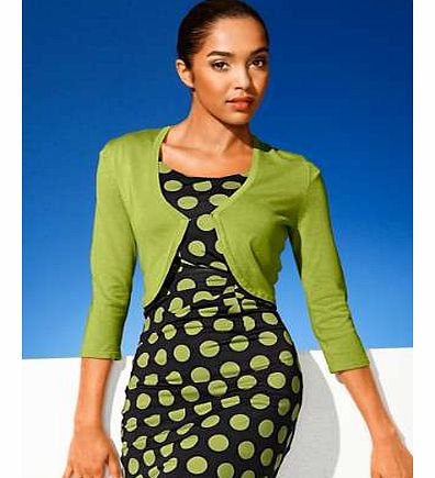 Bold and bright fine knit bolero with hook and eye fastening. Great colour and perfect to complete any outfit. Bolero Features: Washable 70% Viscose, 30% Polyamide Length approx. 40 cm (16 ins)