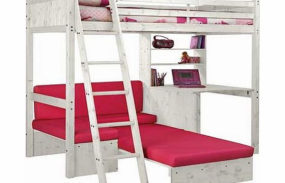 Unbranded Classic High Sleeper Bed Frame with Fuchsia Sofa