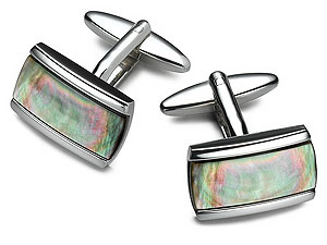 Unbranded Classic-Rectangle-Smoke-Mother-Of-Pearl-Cufflinks-015316