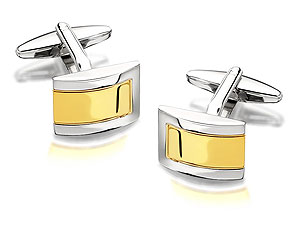 Unbranded Classic-Rectangular-Two-Tone-Cufflinks-015333