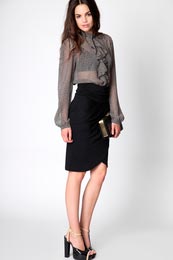 Unbranded Claudia Circle Print Ruffle Neck Blouse