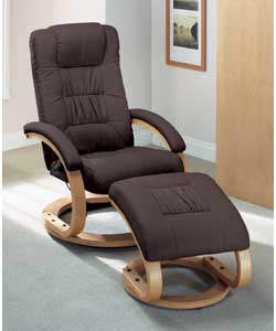 Claudia Leather Chair and Footstool - Chocolate